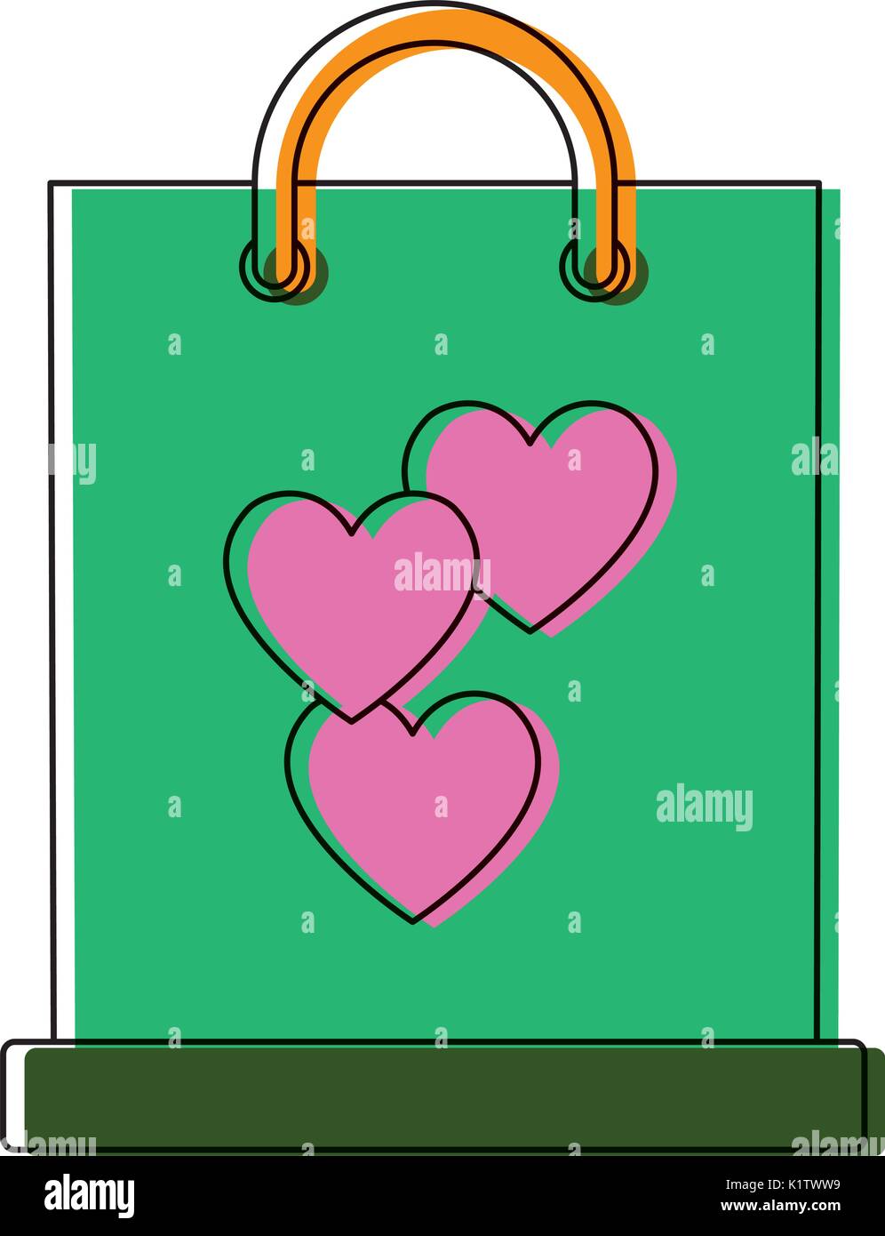 shopping bag with heart icon over white background vector illustration ...