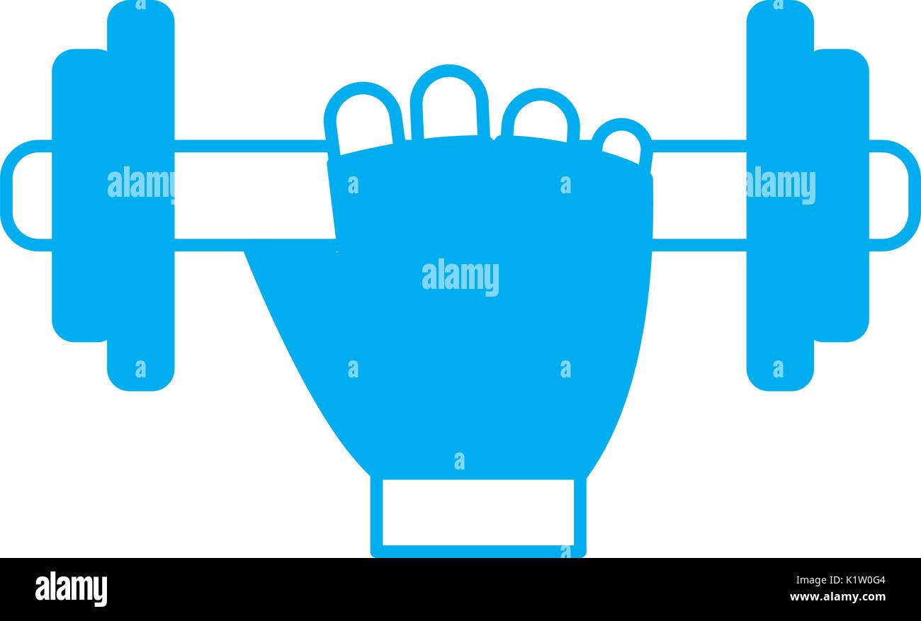 hand with dumbbells icon over white background vector illustration ...