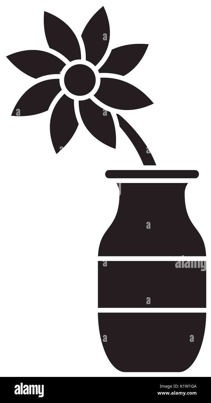 vase with beautiful flower icon over white background vector ...