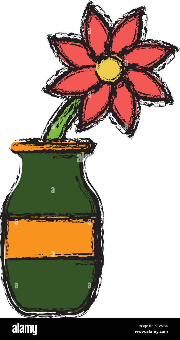 vase with beautiful flower icon over white background vector ...