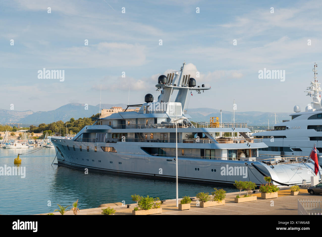 Luxury super yacht in Antibes, Cote d'Azur, France Stock Photo