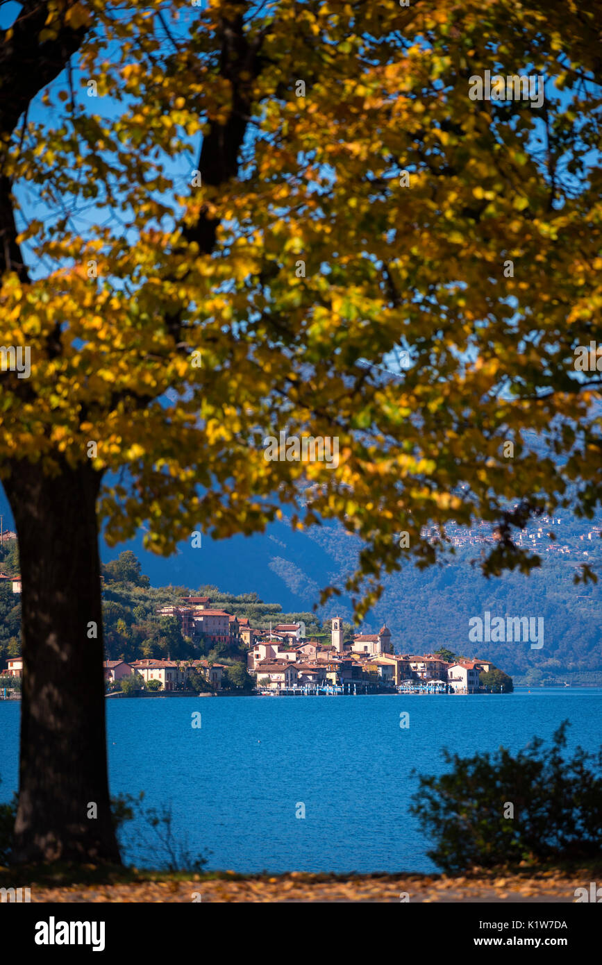 Carzano village in Iseo lake, Brescia province, Italy, Lombardy district, Europe. Stock Photo