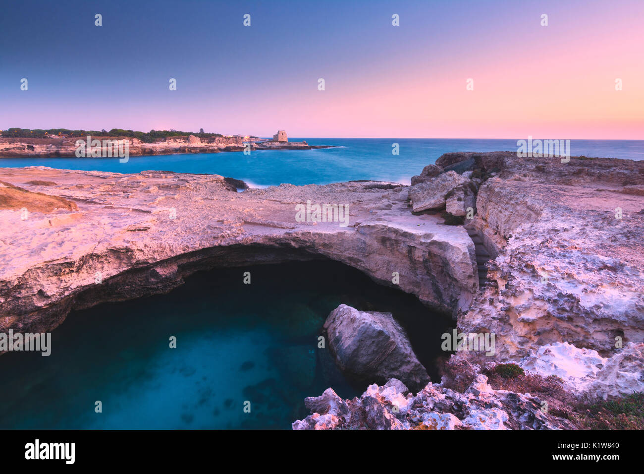 Grotta Della Poesia At Dawn Lecce Province Italy Puglia District Stock Photo Alamy