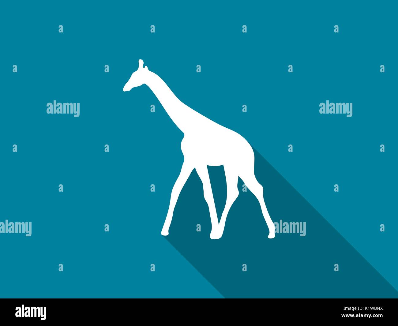 Giraffe flat icon with long shadow. Vector illustration. Stock Vector