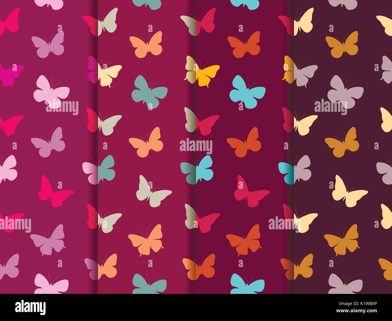 Butterfly seamless pattern. Set of seamless patterns. Multicolor ...