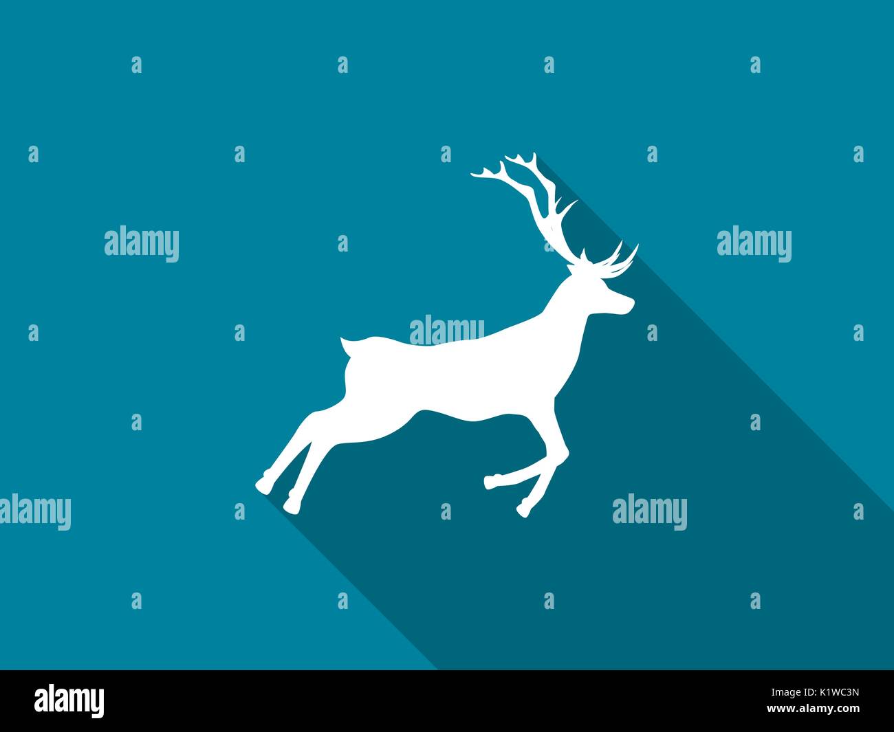 Deer icon with long shadow. Vector illustration Stock Vector