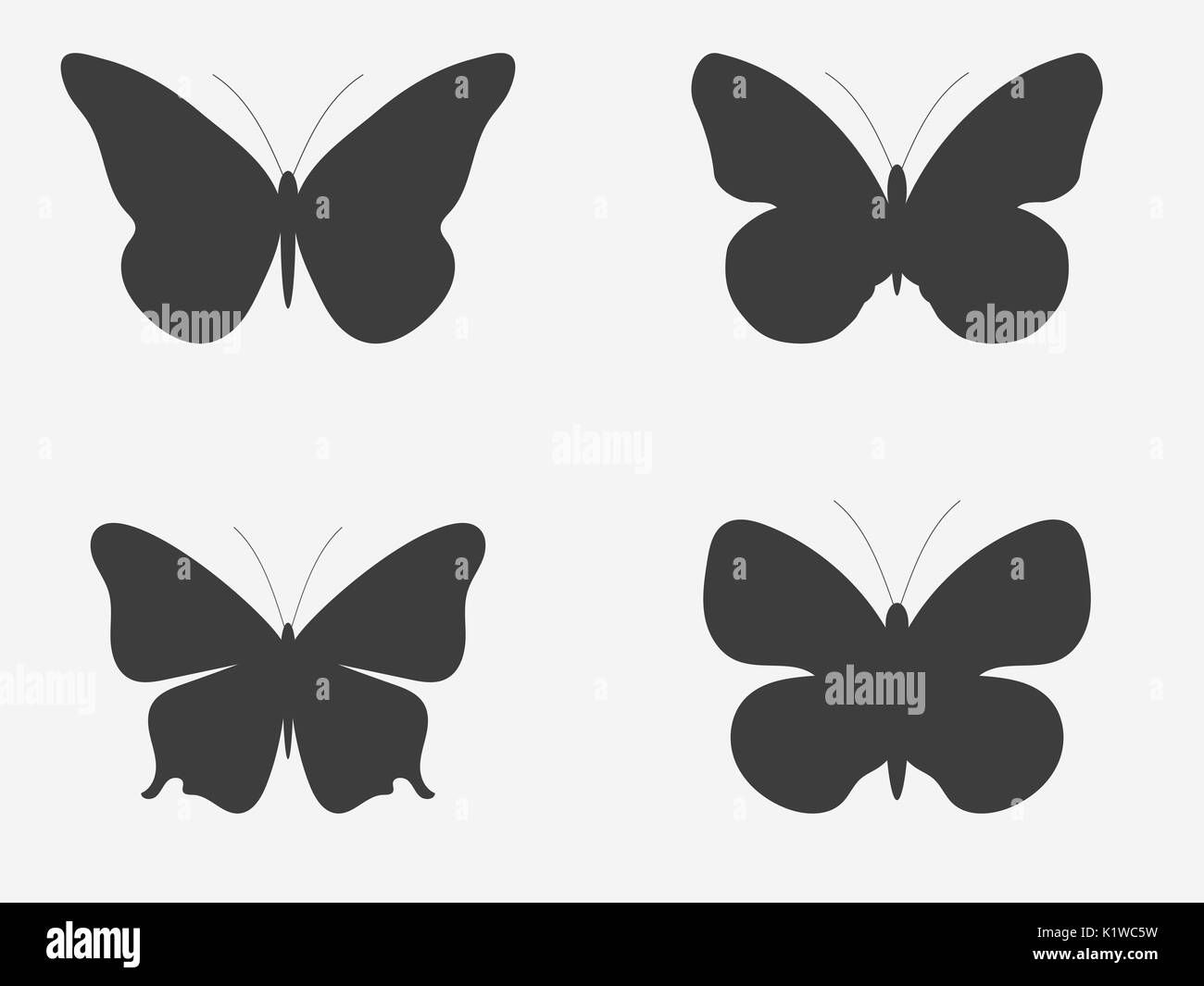 Set of butterflies. Butterflies silhouettes isolated on white ...