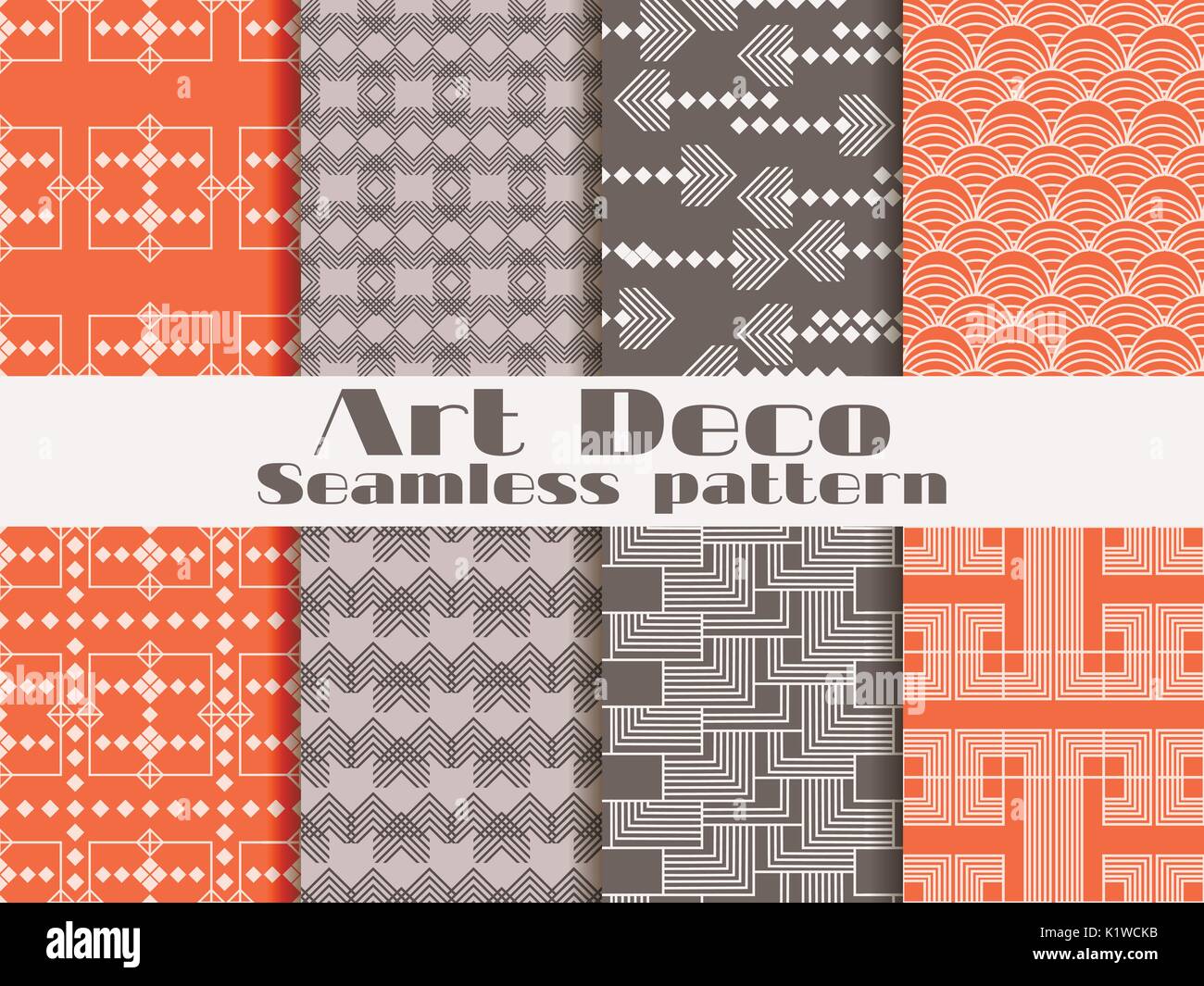Art deco seamless pattern. Set retro backgrounds. Style 1920's, 1930's. Vector illustration Stock Vector