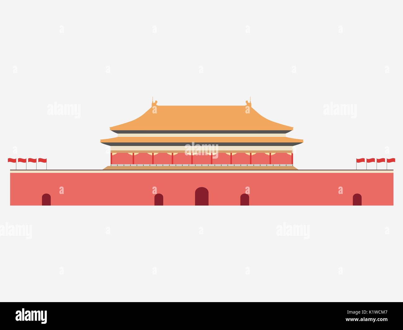 Forbidden City Gate Of Heavenly Peace Tiananmen Square Beijing Vector