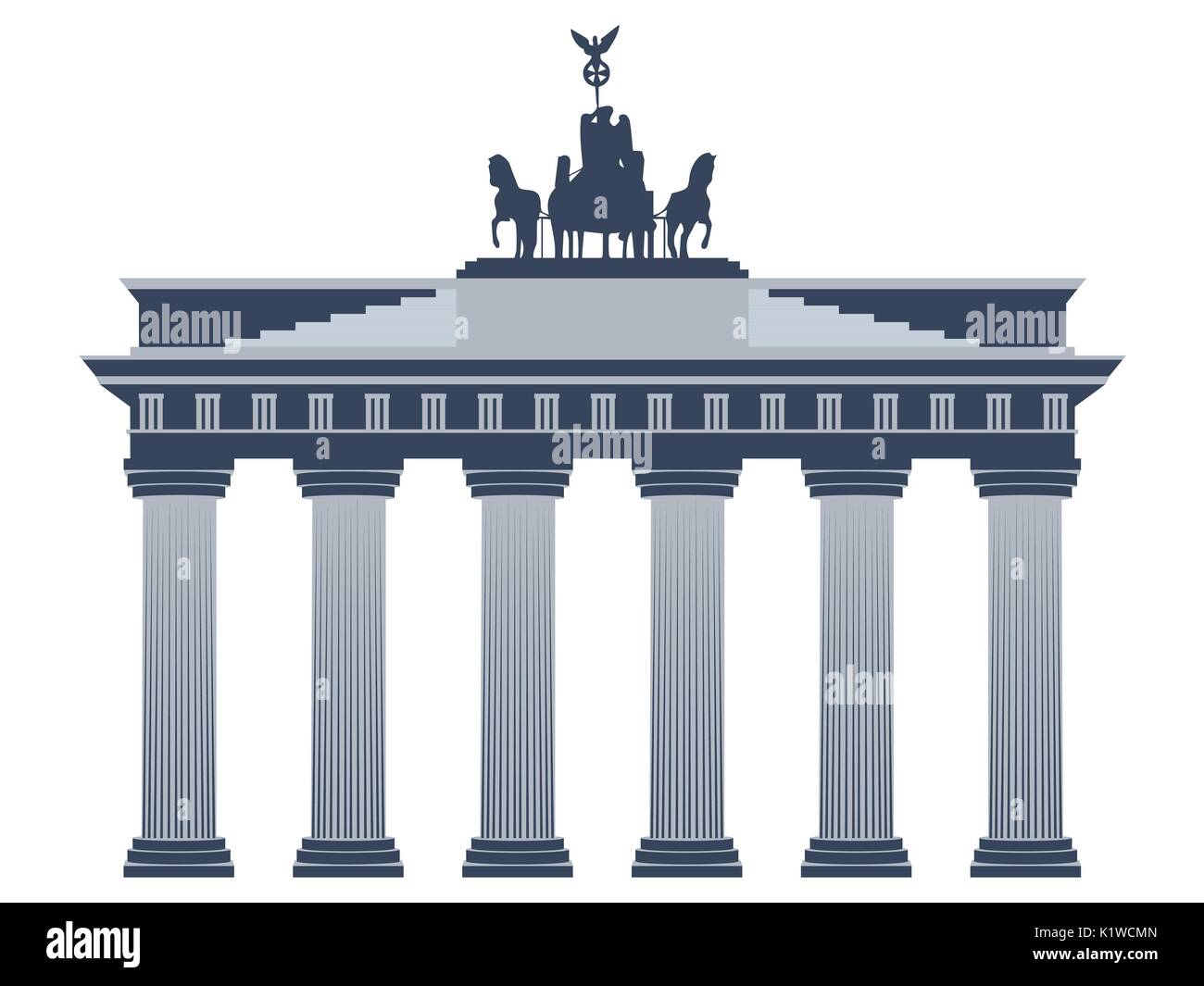 Brandenburg Gate in Berlin. Isolated on white background. Stock Vector