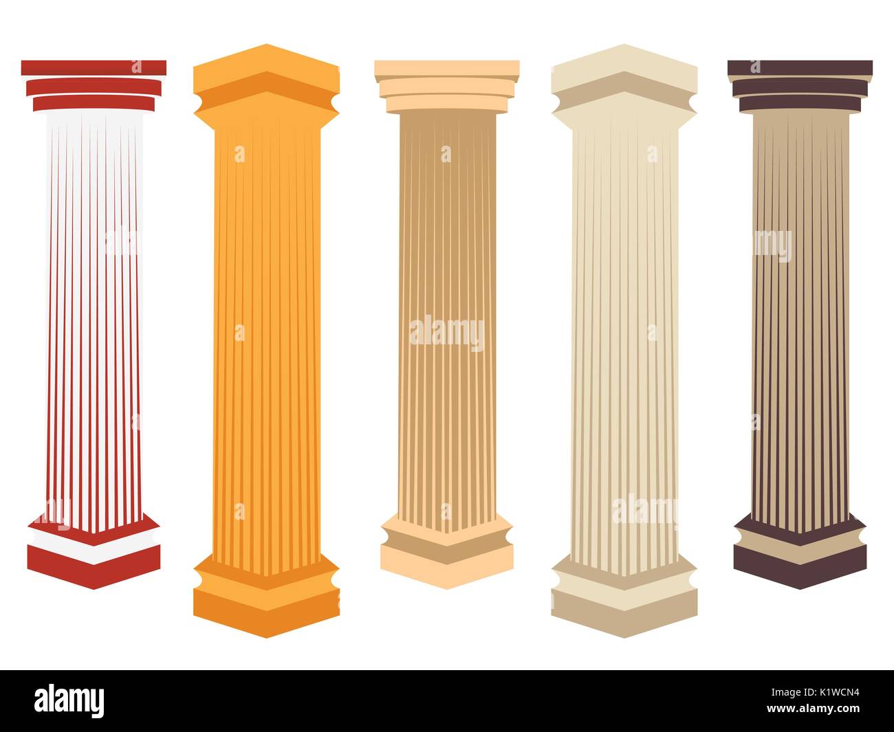 Column. Doric, Roman style. Set of columns. Vector illustration. Stock Vector
