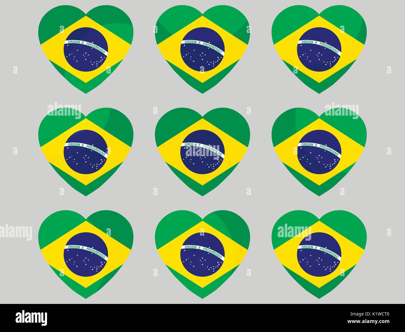Heart icons with the flag of Brazil. I love Brazil. Vector illustration Stock Vector Image & Art