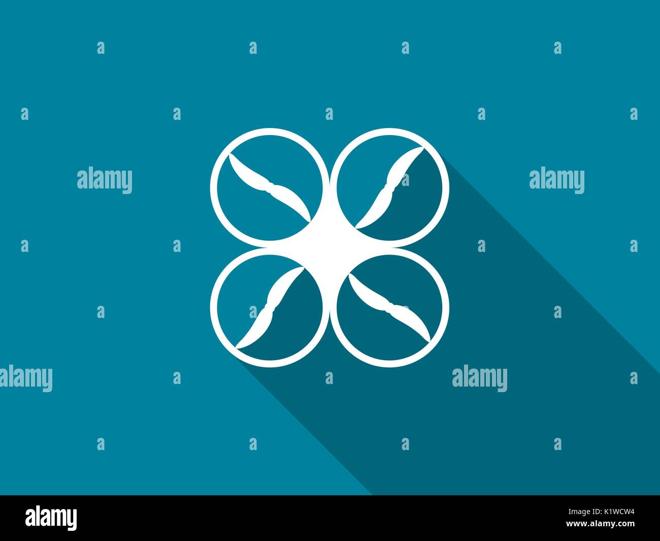Quadrocopters flat icon with long shadow. Vector illustration. Stock Vector