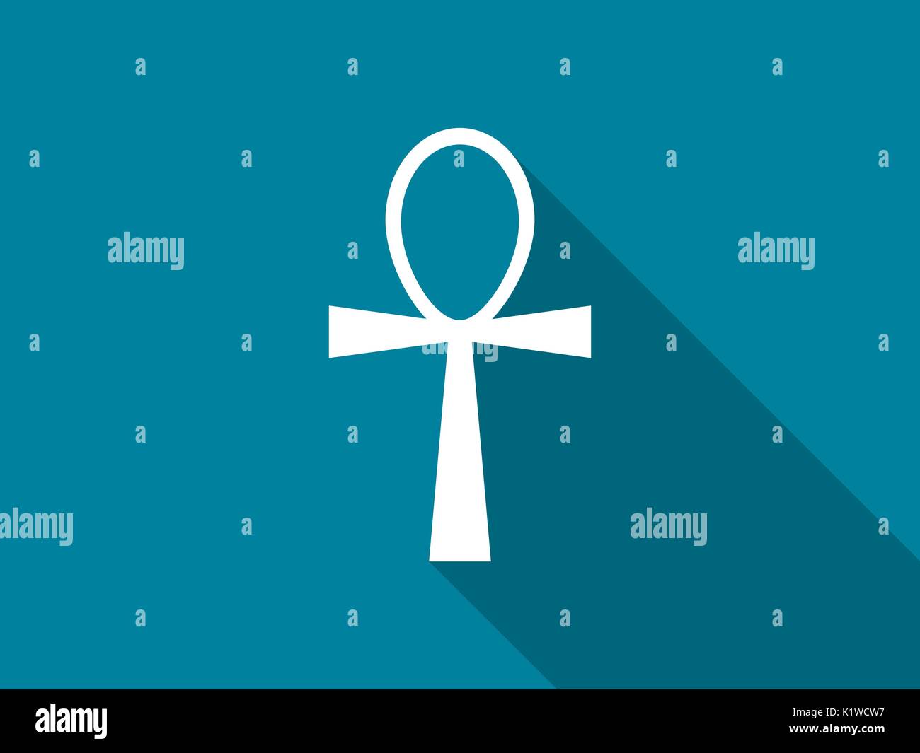 Ankh with a long shadow. Vector illustration. Stock Vector