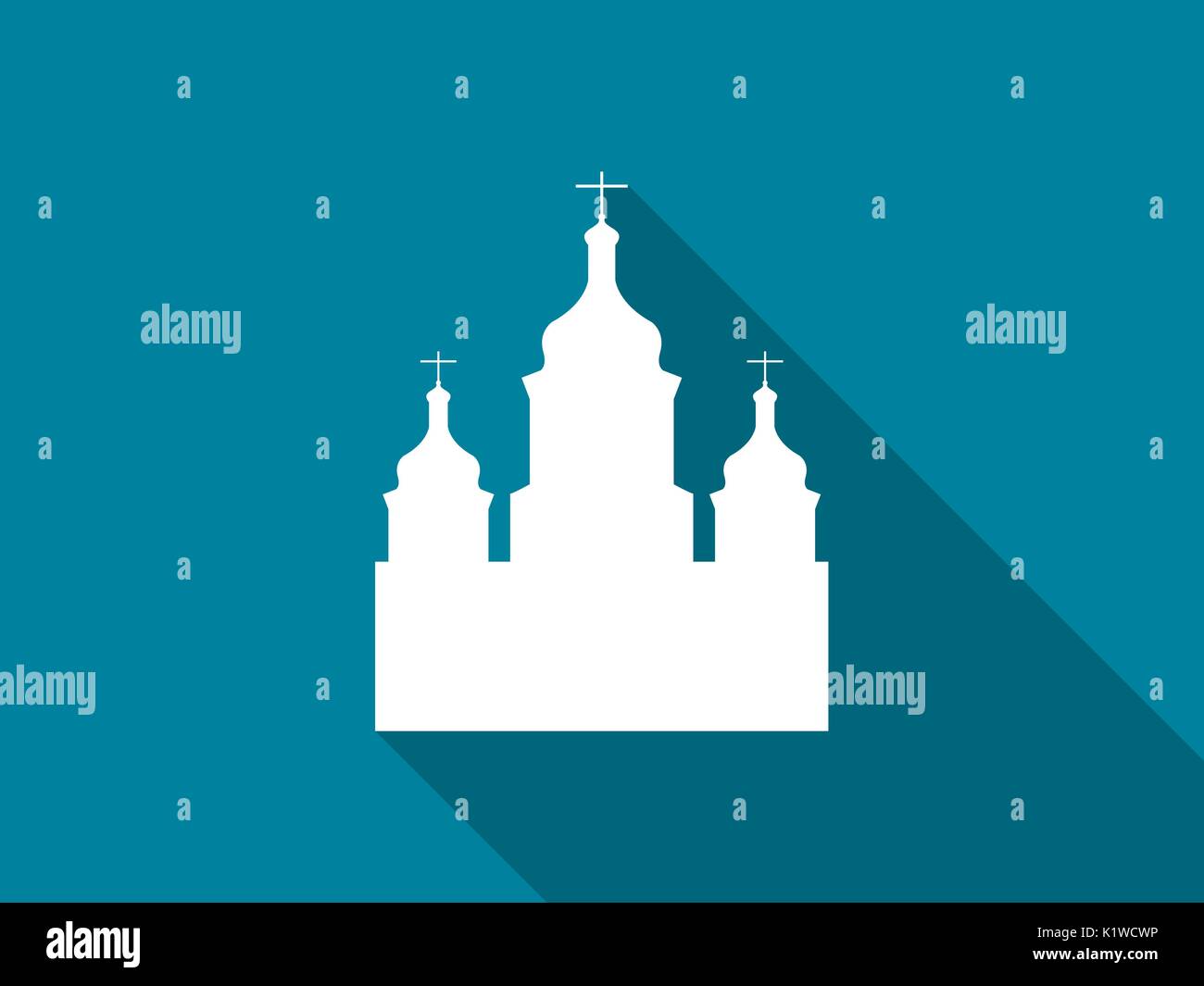 Church flat icon with long shadow. Vector illustration. Stock Vector