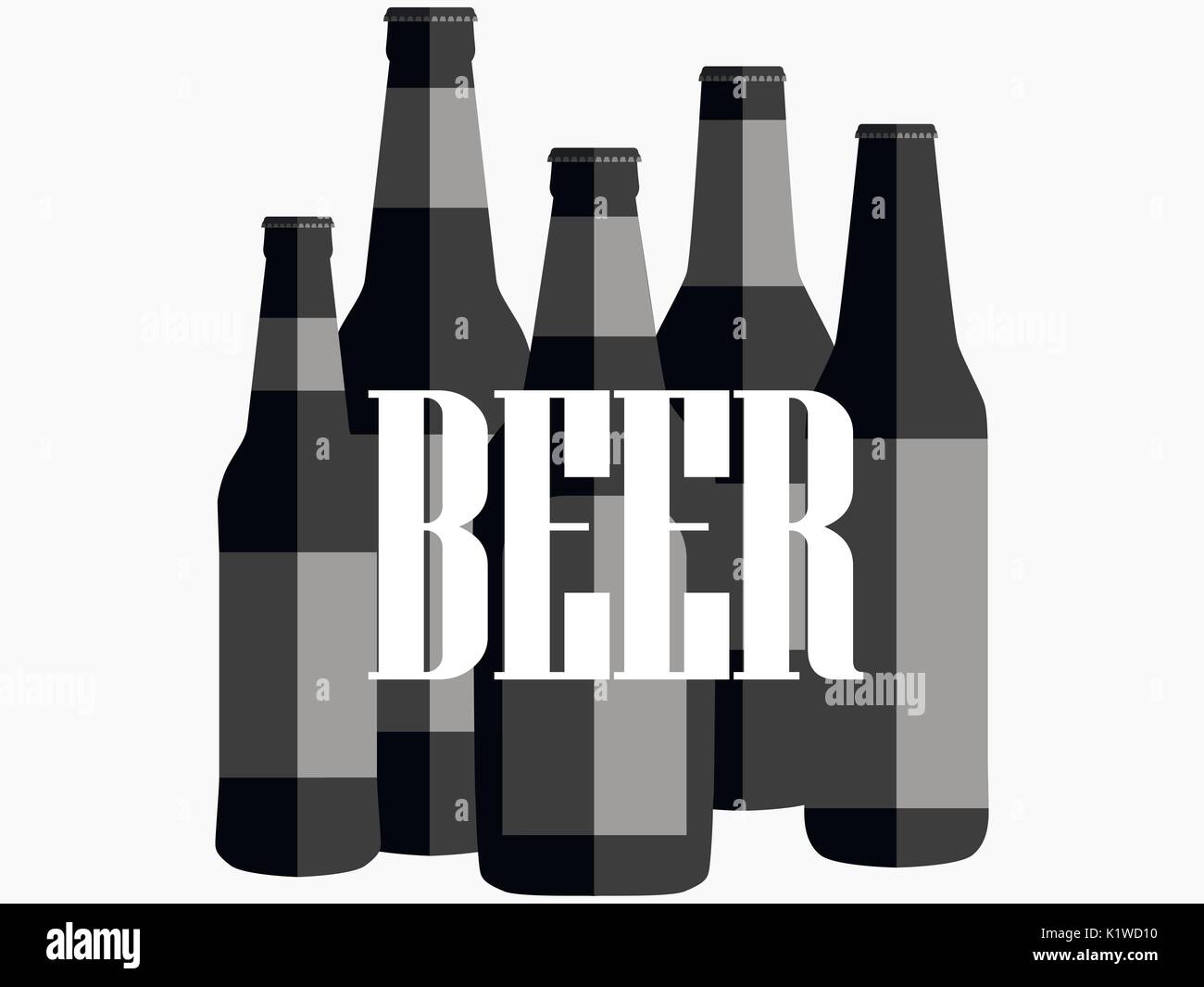 Beer poster with black and white text. Vector illustration Stock Vector
