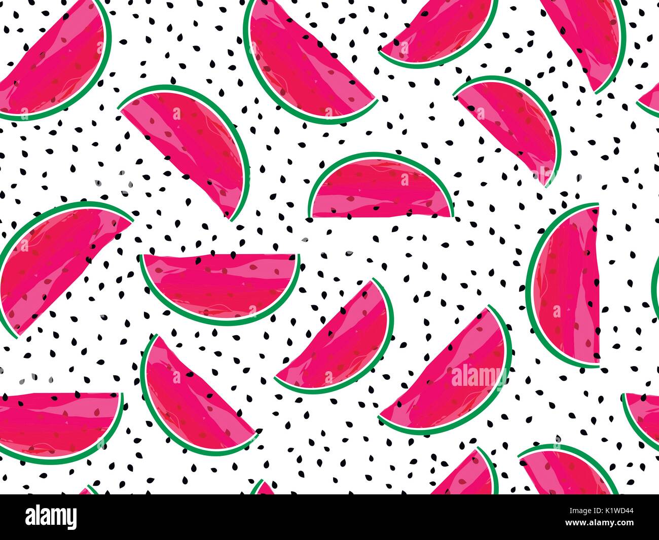Seamless pattern with watermelons. Slices of watermelon with seeds ...