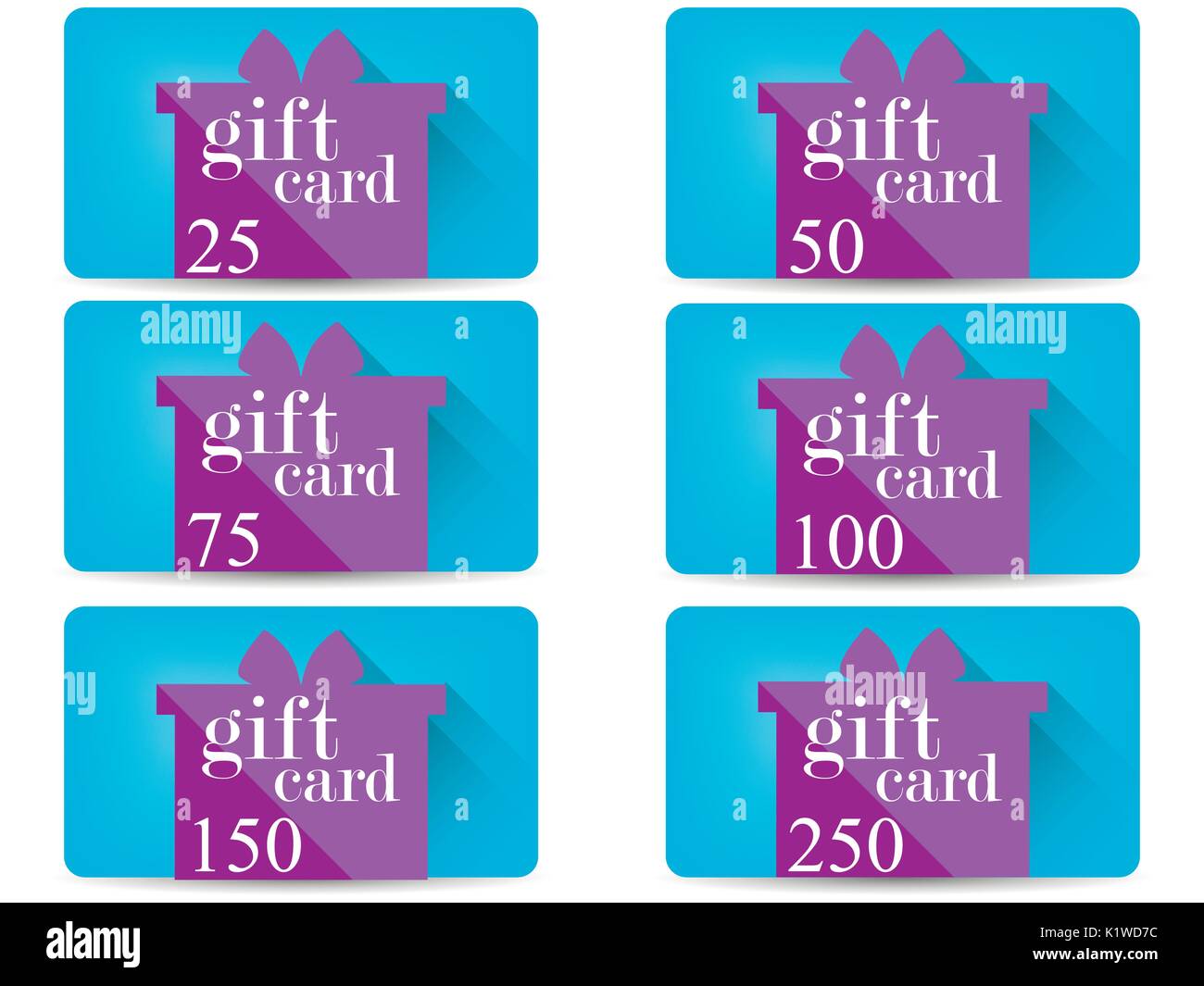Gift card with a gift box in a flat style with a long shadow. Vector illustration Stock Vector