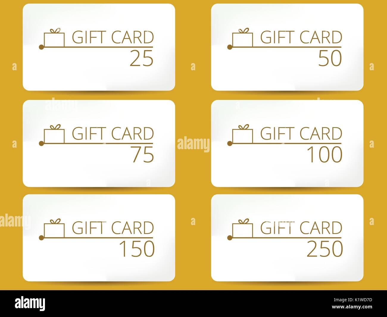 Gift card with a gift box. Set of vector illustrations. Stock Vector