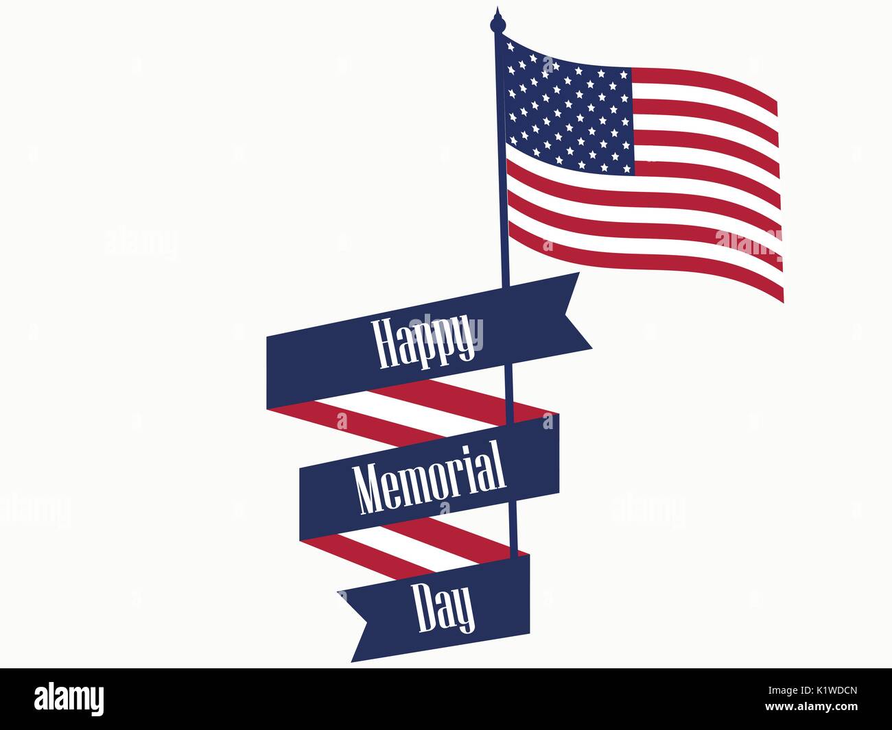 Happy Memorial Day. Ribbon with text and american flag. Vector ...