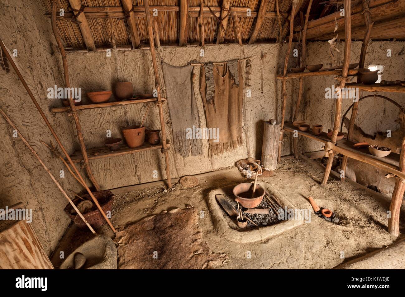 Archeo Park of Livelet, the reconstruction of the interior of a stilt