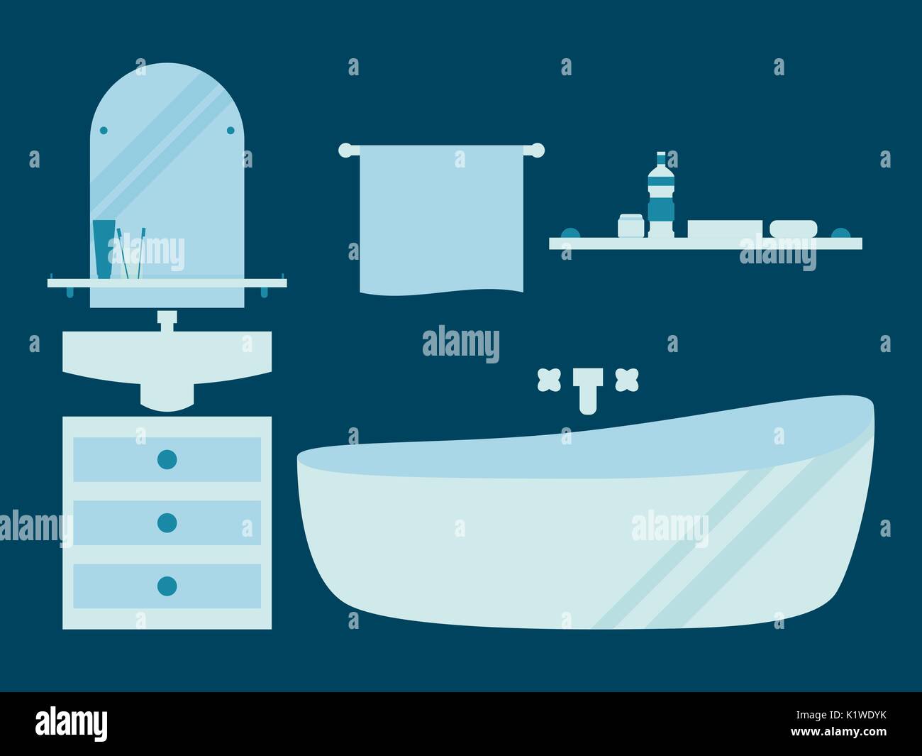 Bathroom in a flat style. Vector illustration Stock Vector