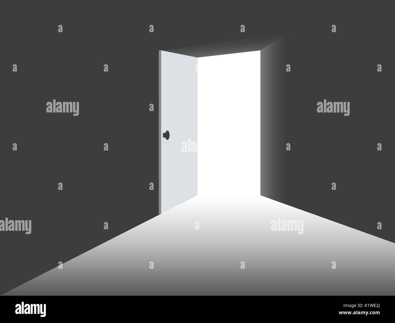 Light from the open door. Vector illustration. Stock Vector