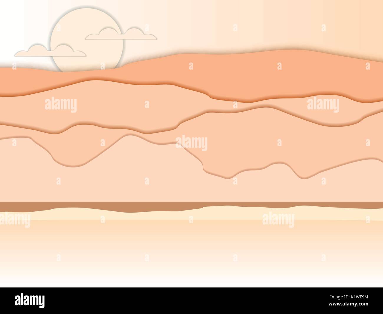 Paper desert. Mountain landscape with shadows. Vector illustration ...