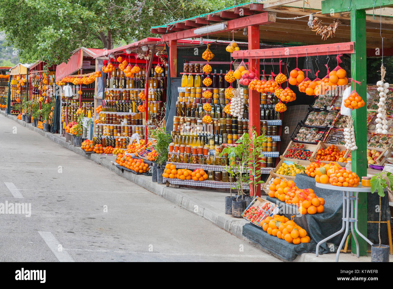 A roadside fruit and vegetable stand near Komin, Croatia Stock Photo