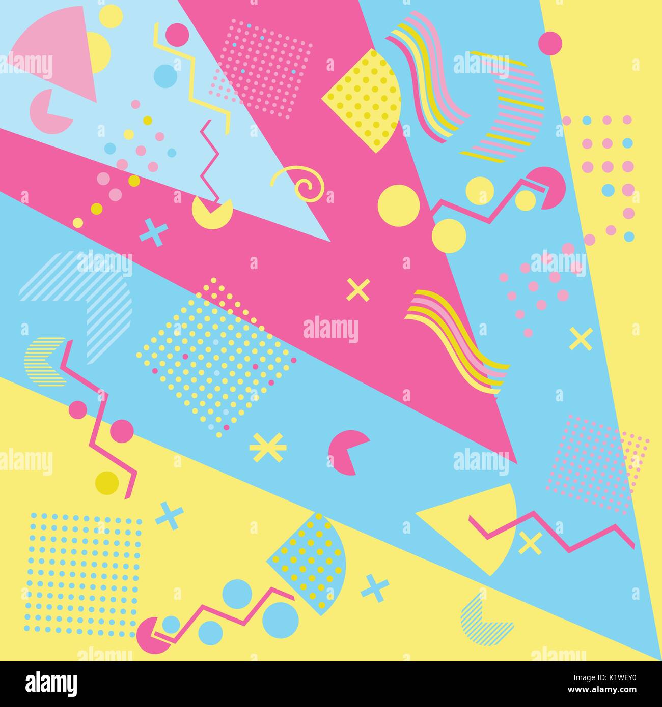 Geometric elements in the Memphis style, colorful geometric chaos ...