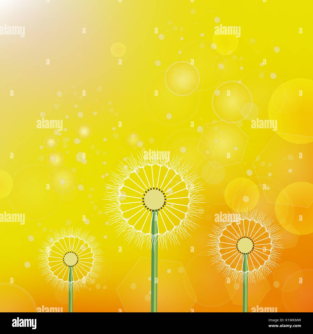Spring Dandelion Sun Background Stock Vector