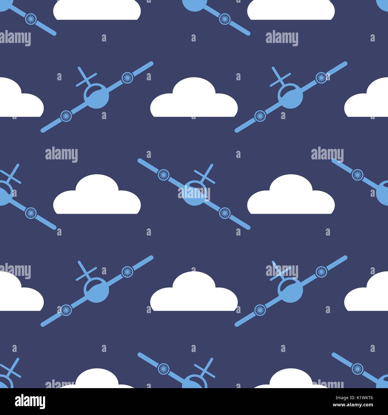 Airplane Silhouette Seamless Pattern Stock Vector