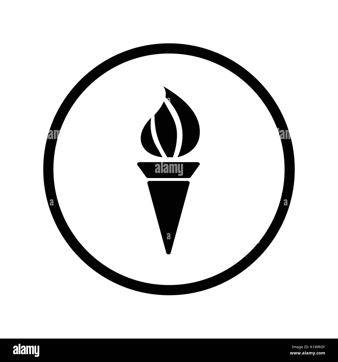 Torch icon, iconic symbol inside a circle, on white background.  Vector Iconic Design. Stock Vector