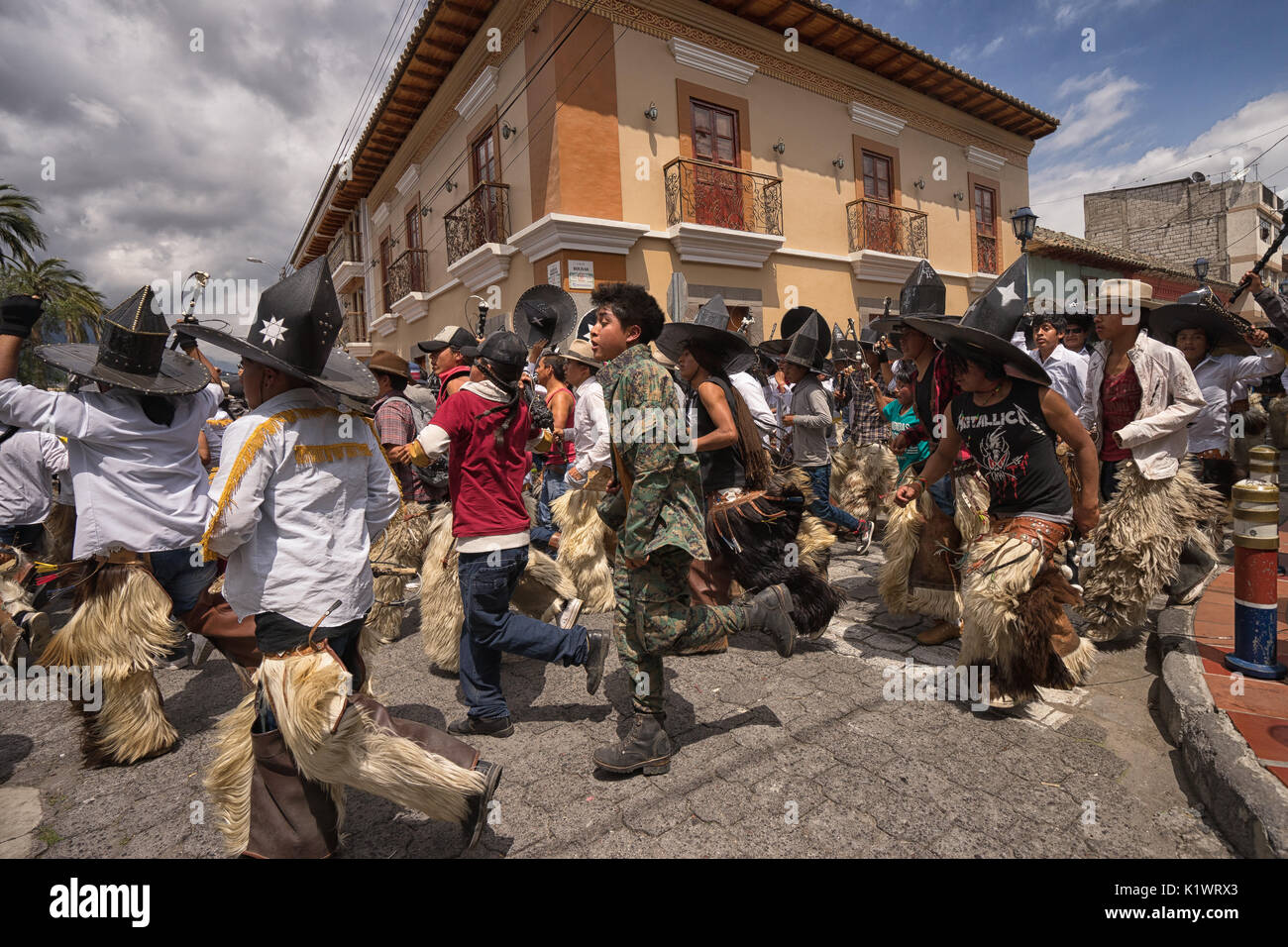 Inti Raymi parade in Cotacachi Ecuador Stock Photo