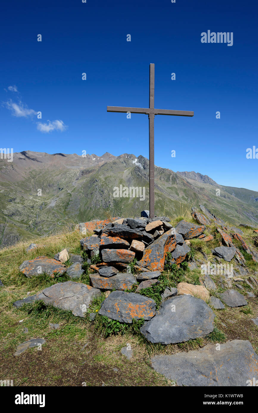 'La Croix de Cassini' (alt. 2361 meters) offers a 360o panorama of all the surrounding peaks and ranges, Alps, France Stock Photo