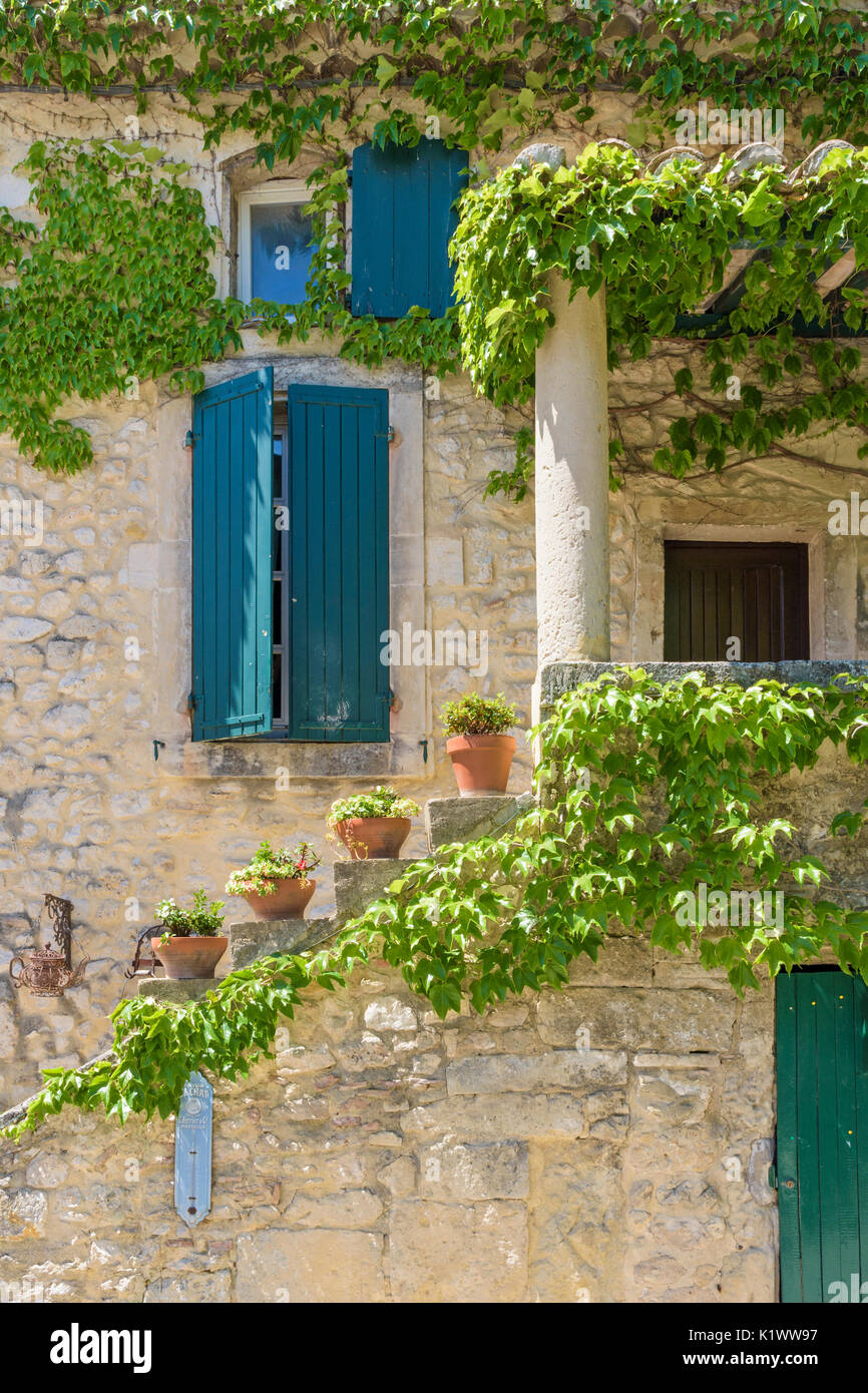 Detail of a house in the picturesque village of La Garde-Adhémar, Drôme, Auvergne-Rhône-Alpes, France Stock Photo