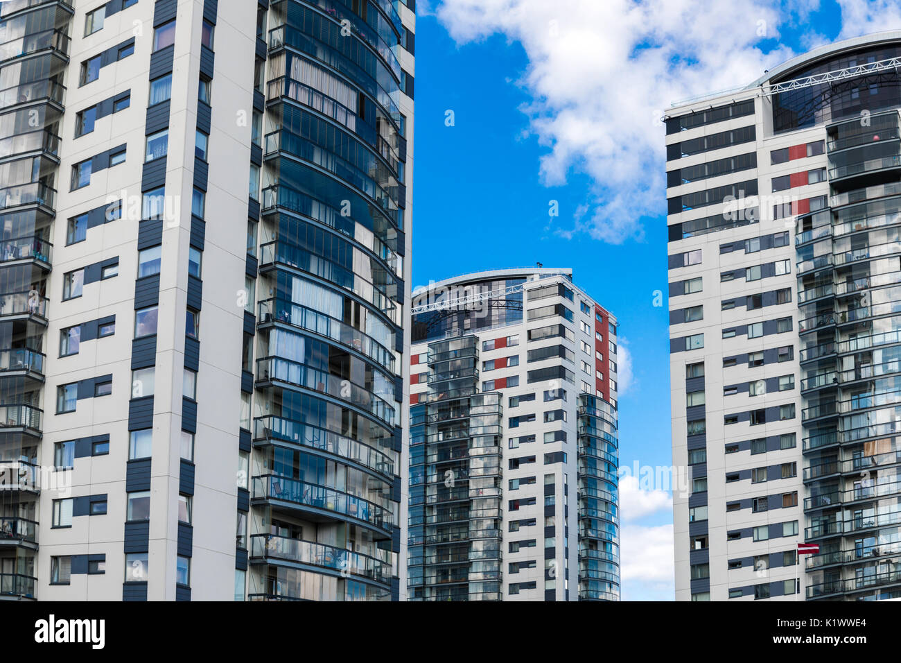 modern urban apartment buildings against blue sky Stock Photo