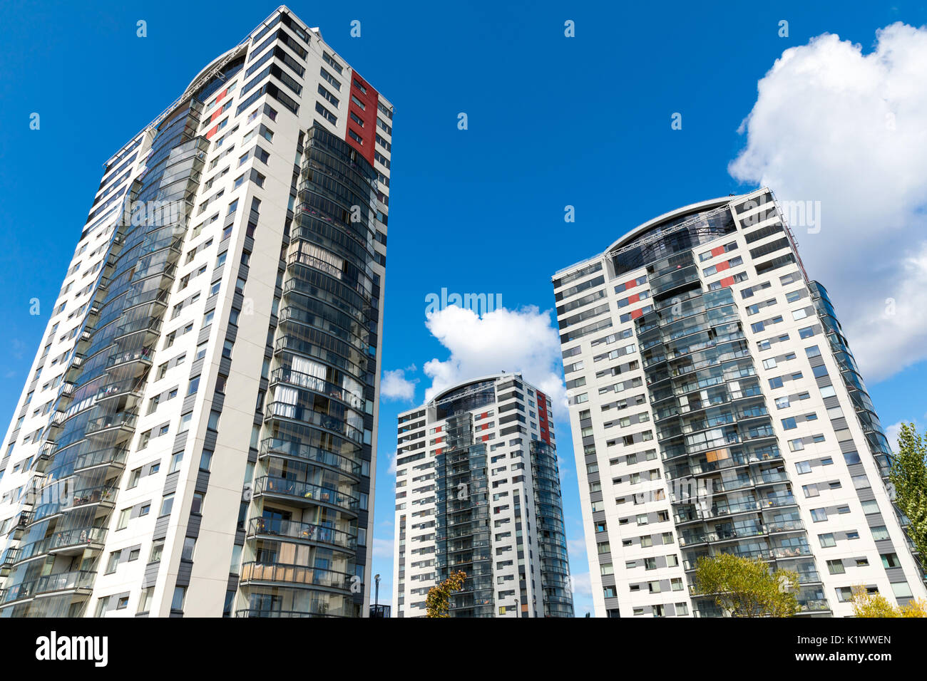 modern apartment buildings against blue sky Stock Photo