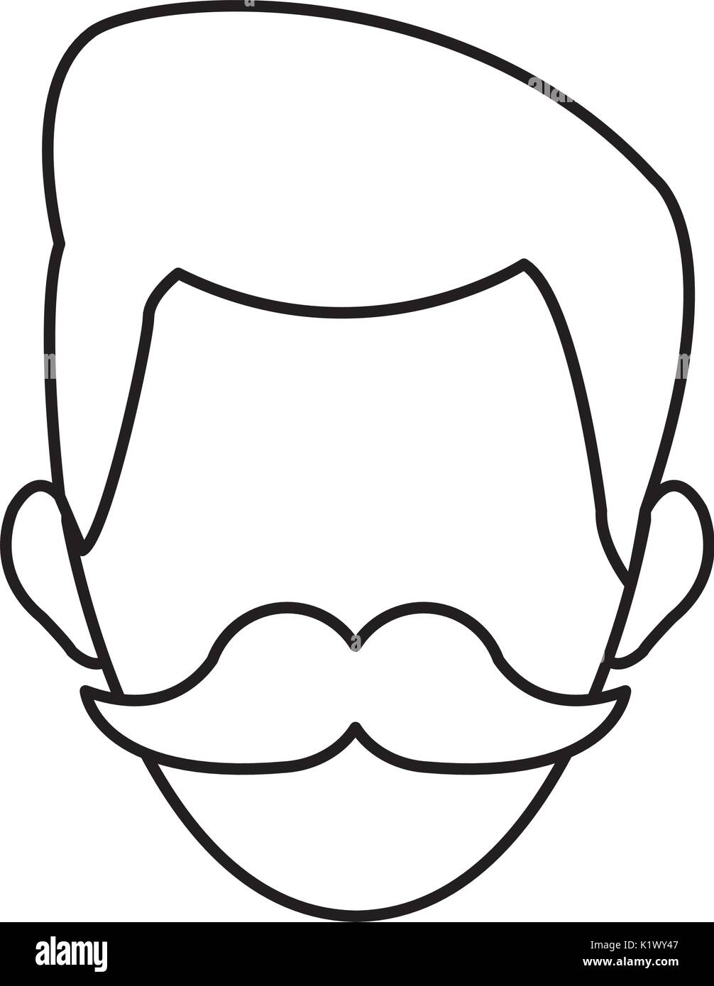 Man Face Character People Contour Image Vector Illustration Stock 