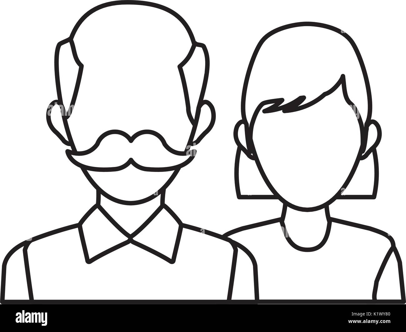delivery man and woman portrait people worker vector illustration Stock Vector
