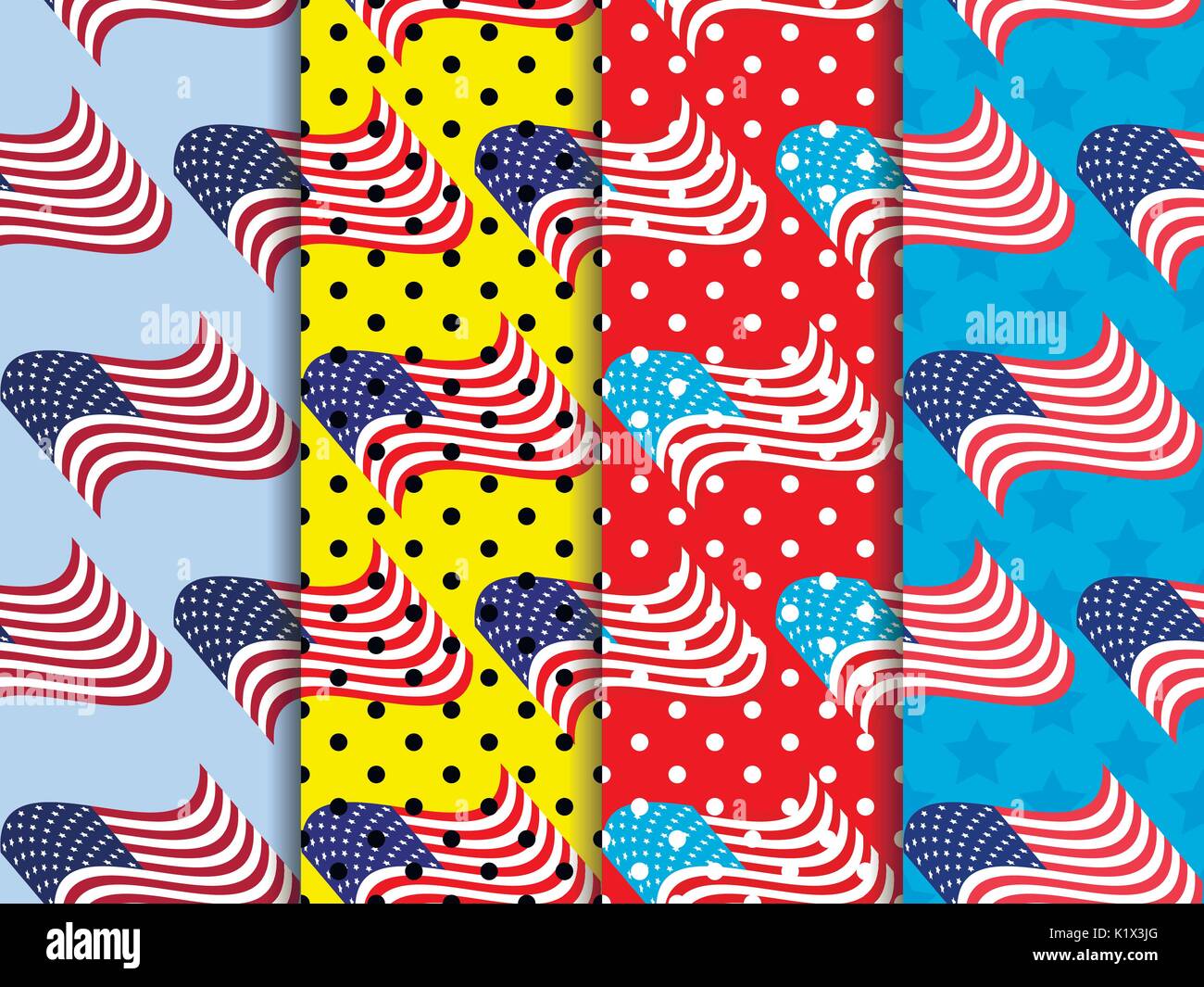 American flag seamless pattern with black dots. Pop art dotted ...