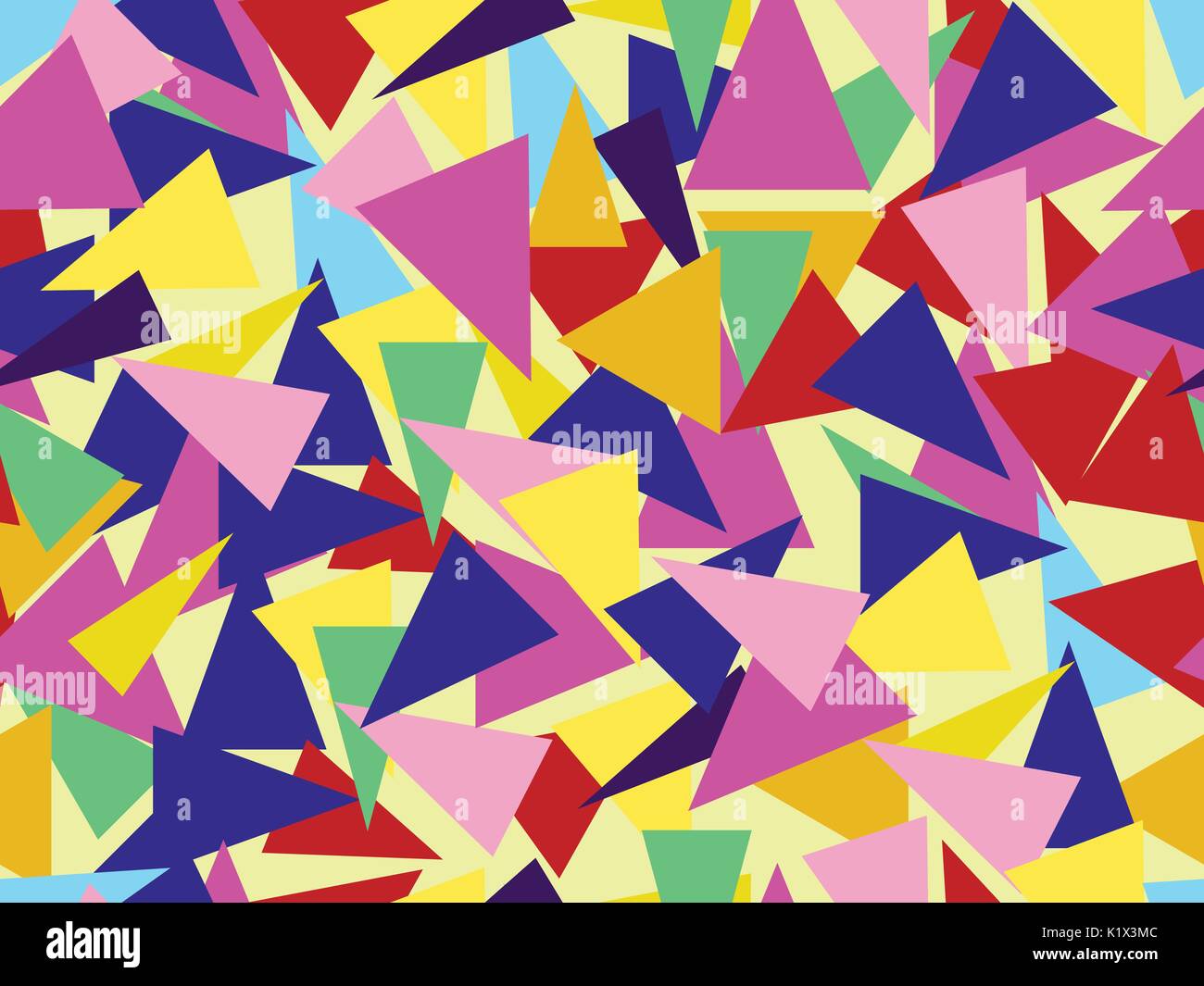 Triangles seamless pattern in the style of the 80s. Vector illustration Stock Vector