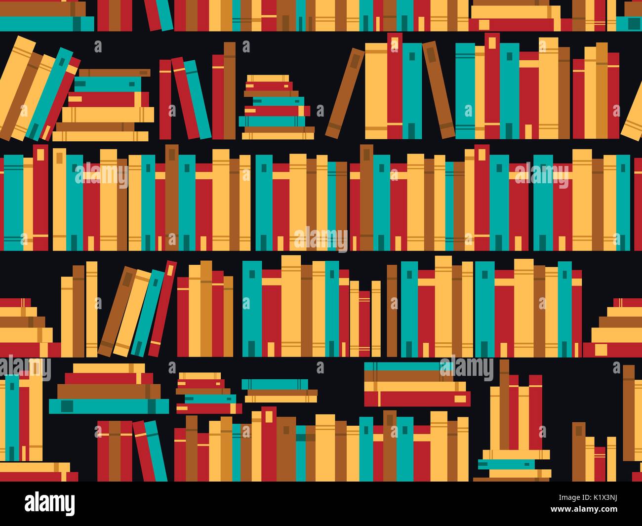 Seamless pattern with books, library bookshelf. Vector illustration Stock Vector