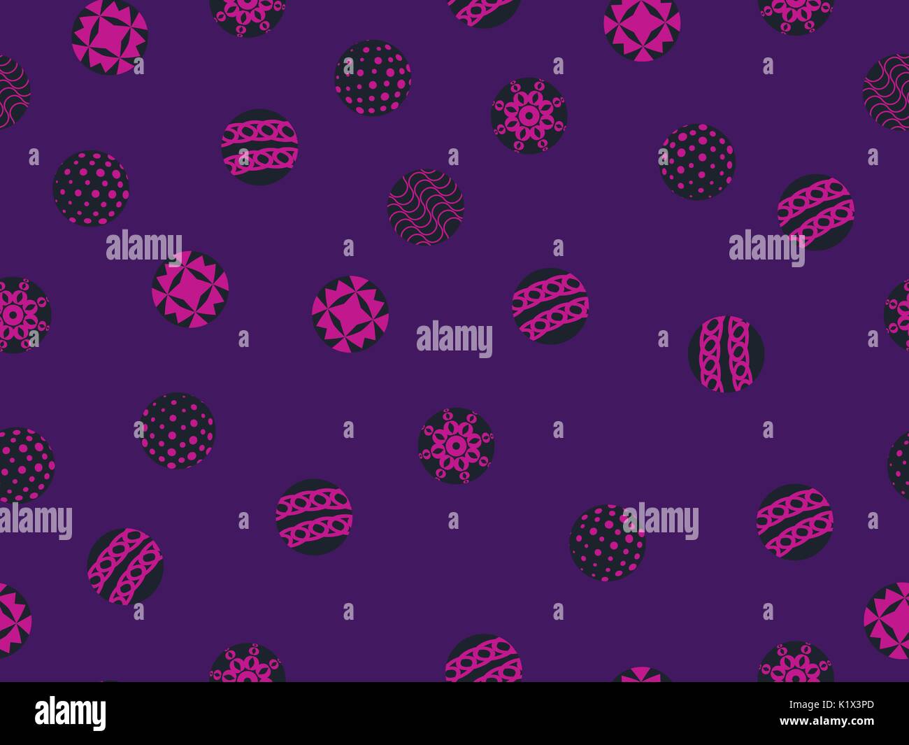 Circles with ornaments seamless pattern. Vector illustration Stock Vector
