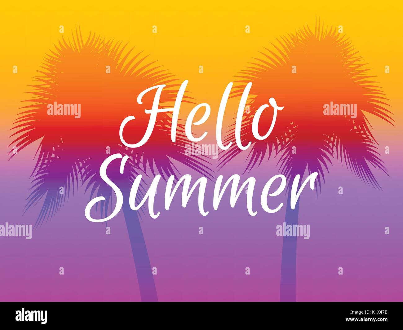 Hello summer. Background with palm trees. Vector illustration Stock Vector