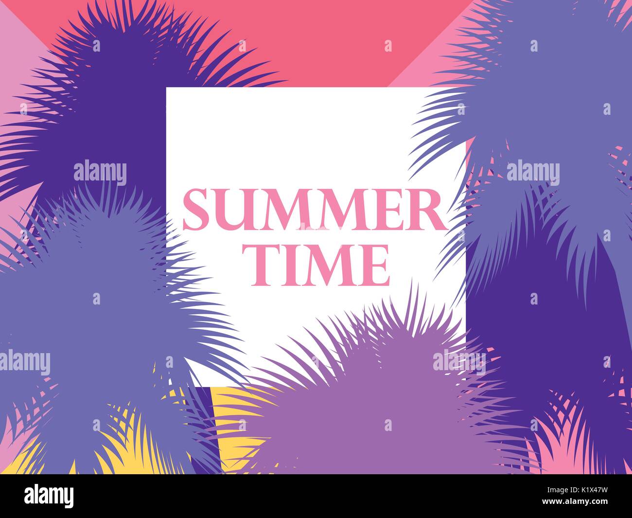 Summer time. Background with palm trees. Vector illustration Stock Vector