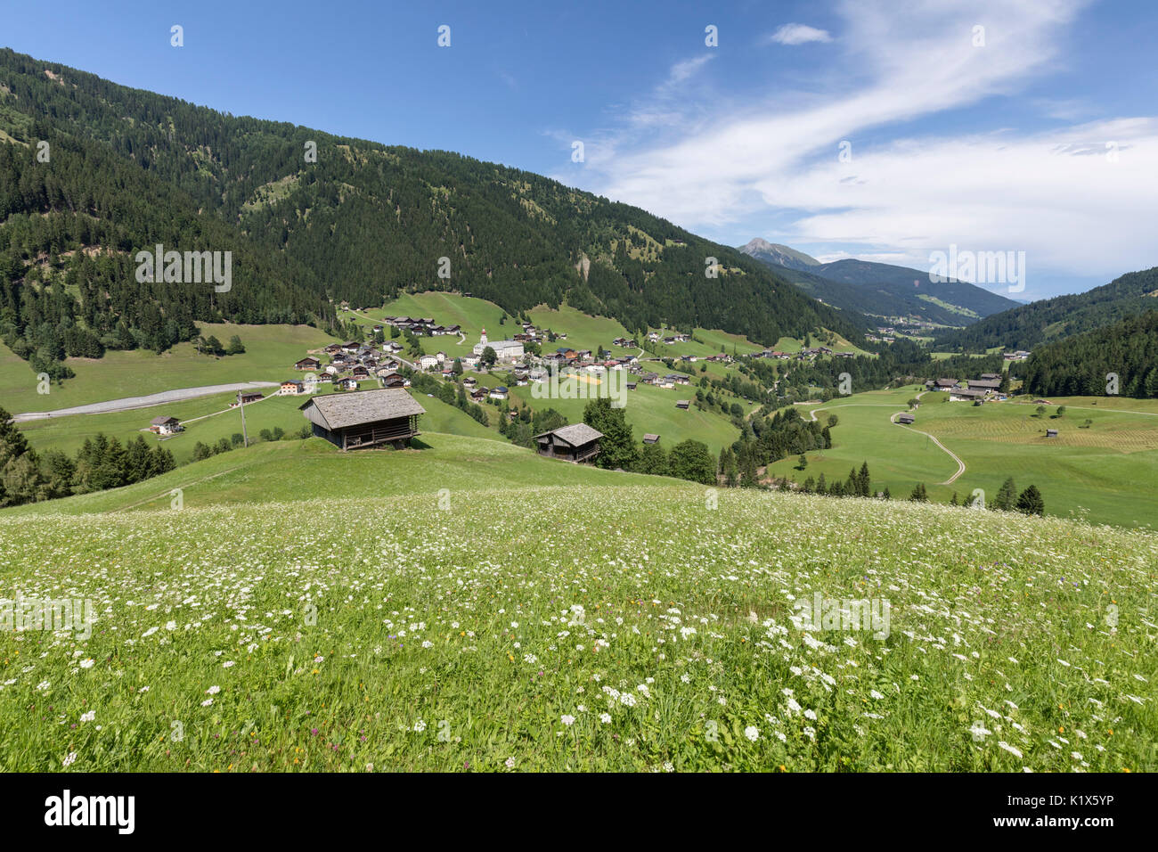 The village of Maria Luggau and the pilgrimage church, Maria Luggau, Lesachtal, Hermagor District, Carinthia, Austria Stock Photo