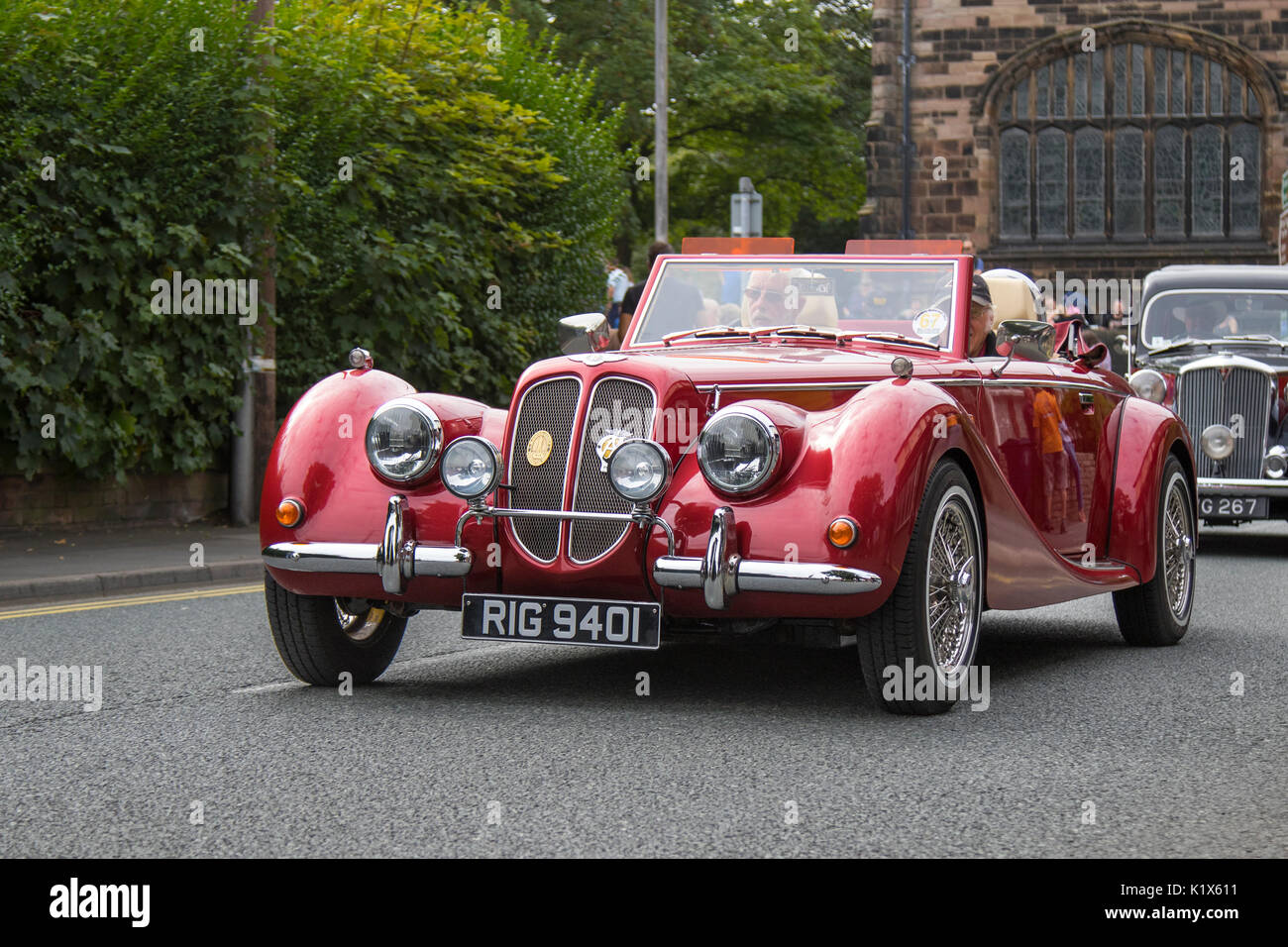 2013 Royale Sabre, 1940s style open top tourer at the 2017 Ormskirk MotorFest on Sunday 27 August. 300 vintage, classic cars from all eras of motoring lined up on town centre streets and in Coronation Park for people to admire. Stock Photo