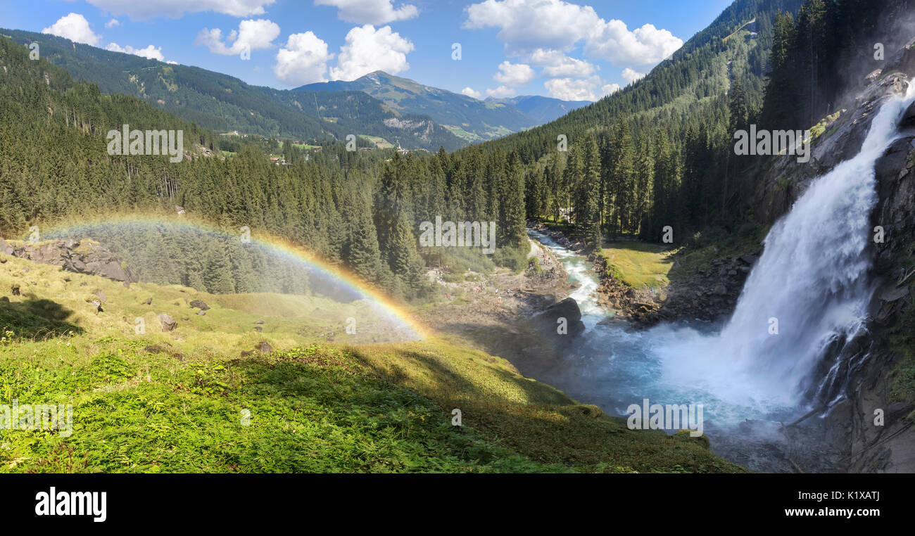 europe, Austria, Salzburg Land, Krimml, Hohe Tauern National Park, rainbow over the Krimml Waterfalls Stock Photo