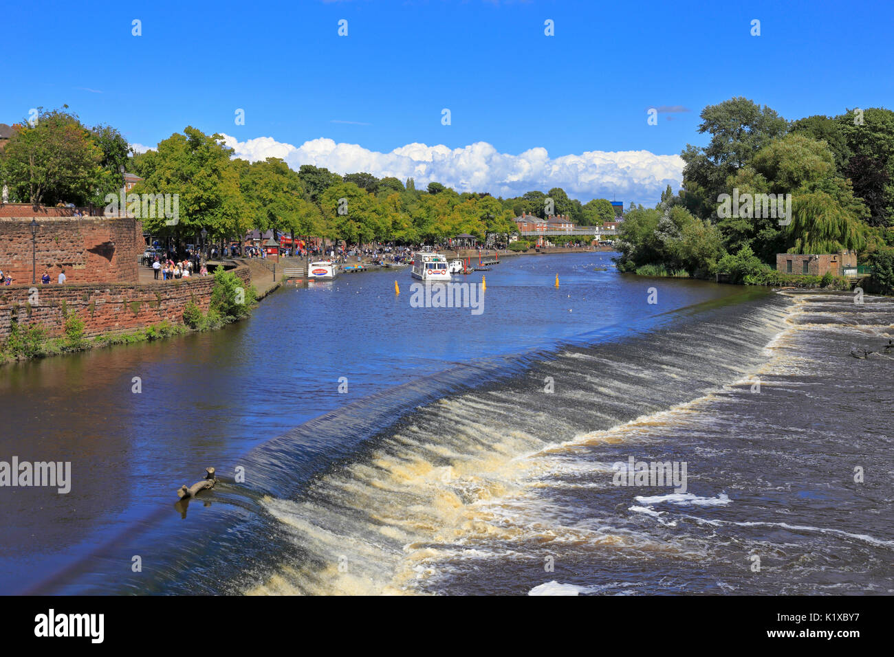 The weir on the River Dee, Chester, Cheshire, England, UK. Stock Photo
